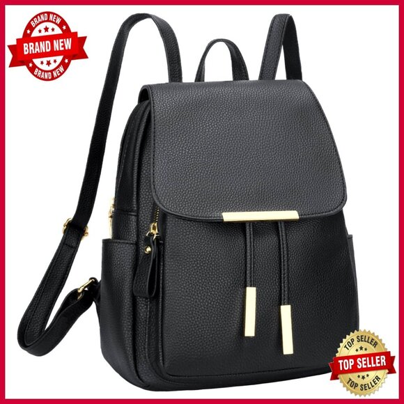 Faux Leather Backpack Purse with Adjustable Straps and 7 Pockets for Travel main image 2